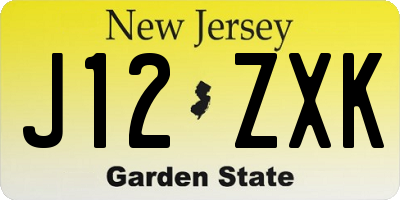 NJ license plate J12ZXK