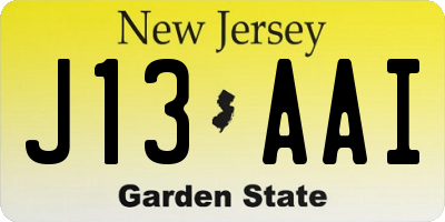NJ license plate J13AAI