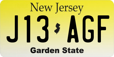 NJ license plate J13AGF