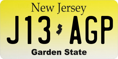 NJ license plate J13AGP