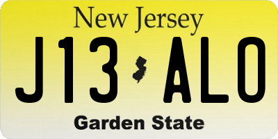 NJ license plate J13ALO