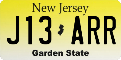 NJ license plate J13ARR