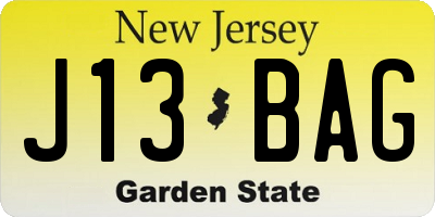 NJ license plate J13BAG