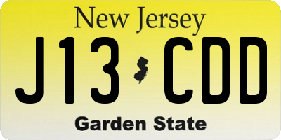 NJ license plate J13CDD