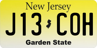 NJ license plate J13COH