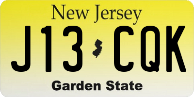 NJ license plate J13CQK