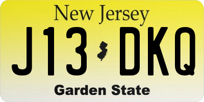 NJ license plate J13DKQ