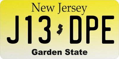 NJ license plate J13DPE