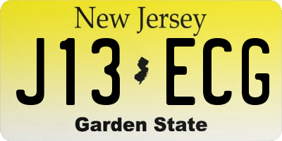 NJ license plate J13ECG