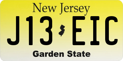NJ license plate J13EIC