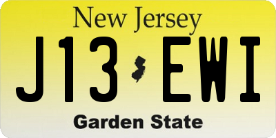 NJ license plate J13EWI