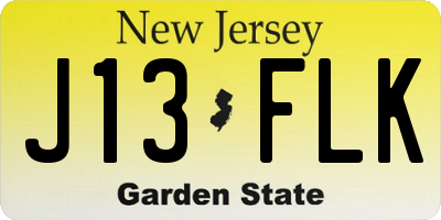 NJ license plate J13FLK