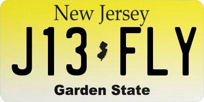 NJ license plate J13FLY