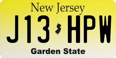 NJ license plate J13HPW