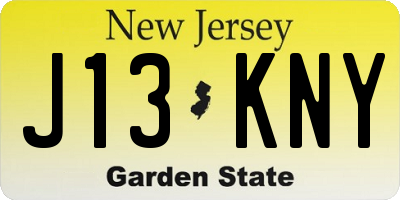 NJ license plate J13KNY