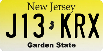 NJ license plate J13KRX