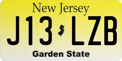 NJ license plate J13LZB