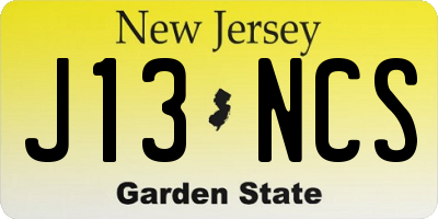 NJ license plate J13NCS