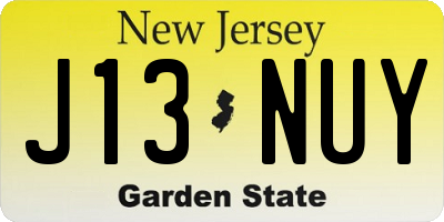 NJ license plate J13NUY