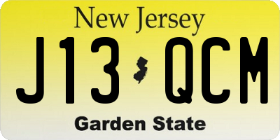 NJ license plate J13QCM