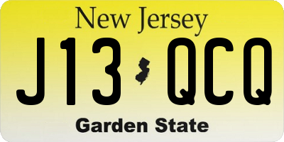 NJ license plate J13QCQ