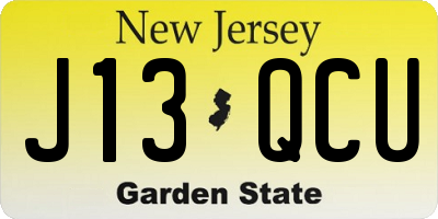 NJ license plate J13QCU
