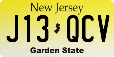 NJ license plate J13QCV