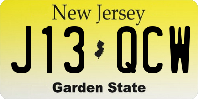 NJ license plate J13QCW