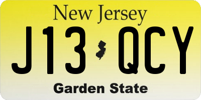 NJ license plate J13QCY