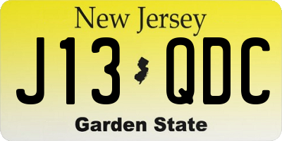 NJ license plate J13QDC