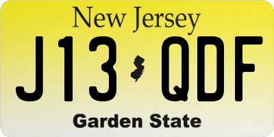 NJ license plate J13QDF