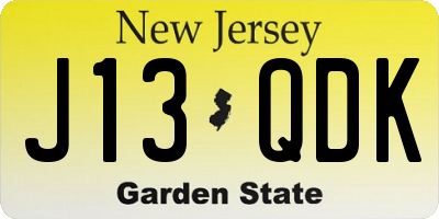 NJ license plate J13QDK