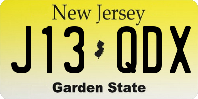 NJ license plate J13QDX
