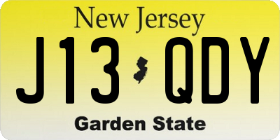 NJ license plate J13QDY