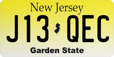 NJ license plate J13QEC