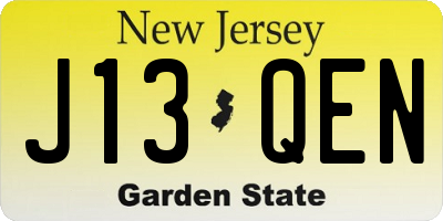 NJ license plate J13QEN