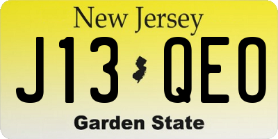 NJ license plate J13QEO