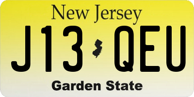 NJ license plate J13QEU