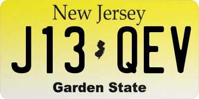 NJ license plate J13QEV