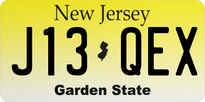 NJ license plate J13QEX