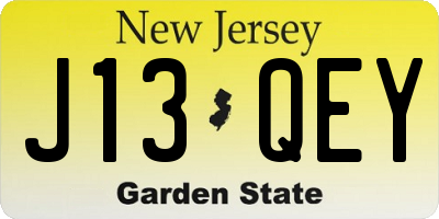 NJ license plate J13QEY
