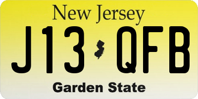 NJ license plate J13QFB
