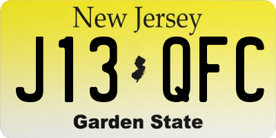 NJ license plate J13QFC