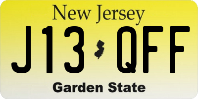 NJ license plate J13QFF