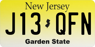 NJ license plate J13QFN