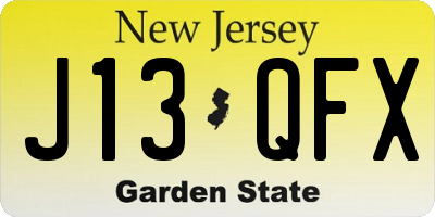 NJ license plate J13QFX
