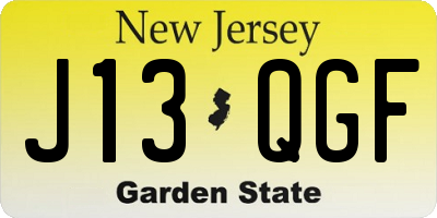 NJ license plate J13QGF