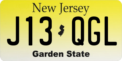 NJ license plate J13QGL
