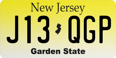 NJ license plate J13QGP