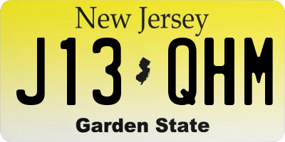 NJ license plate J13QHM